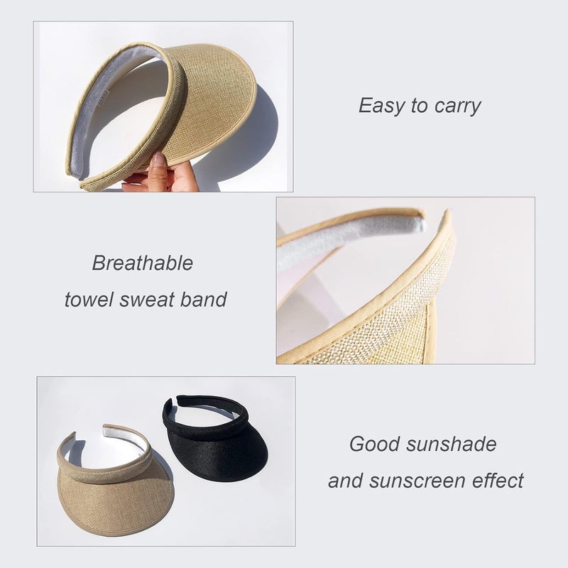 jecvxor Cloth Covered Slip-On Visor for Women, Adjustable Cap Sports Sun Visors for Men - Image 5